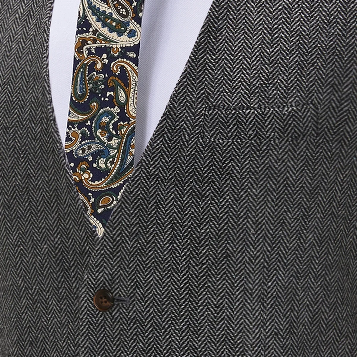 Deep V-Neck Suit Vests Classical Formal Business Herringbone Wood Waistcoat Slim Fit Men's Vest For Wedding dress vests