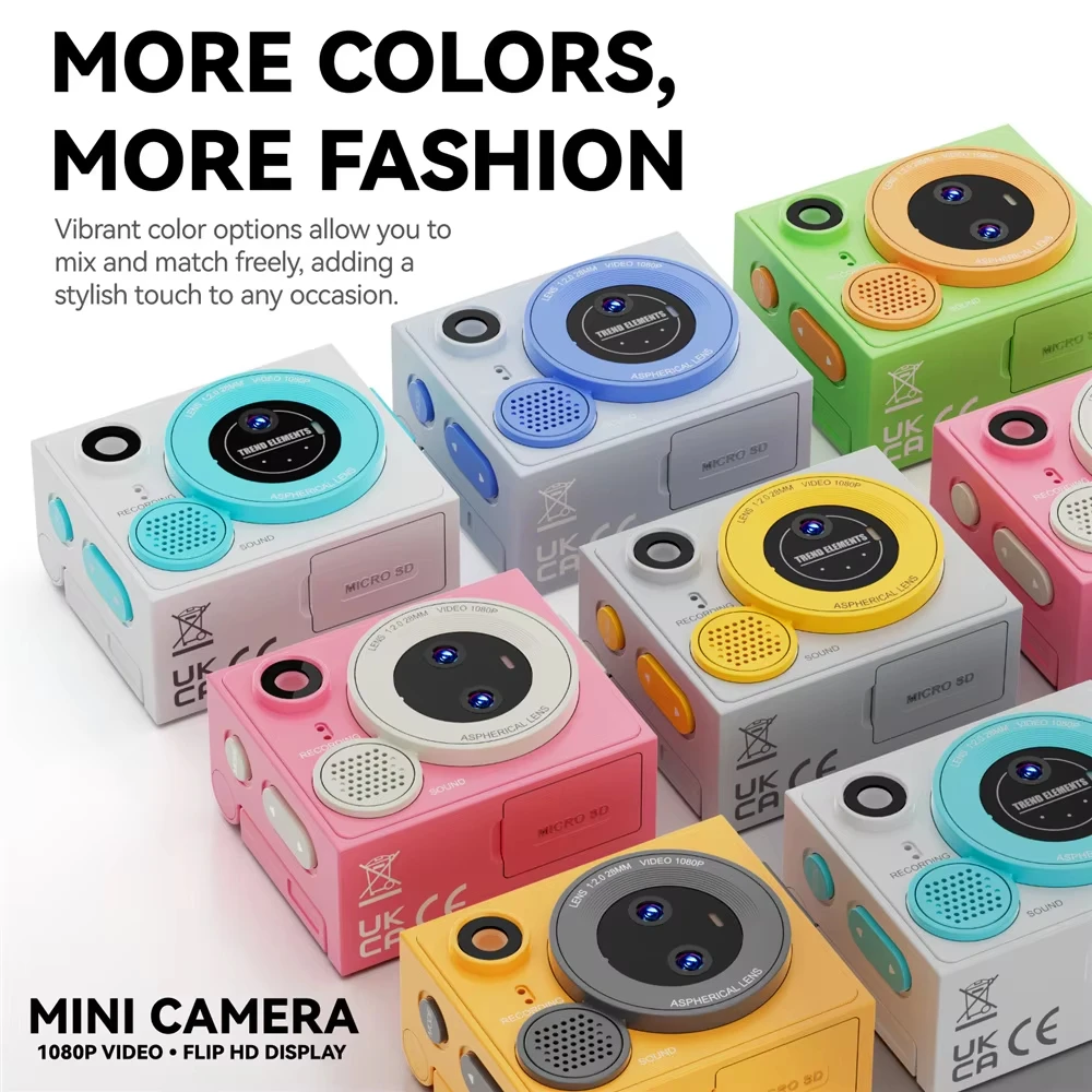 Mini Thumb Camera with 180° Flip-Up Design – Portable and Stylish Keychain Gift with 21 Pastel Color Filters