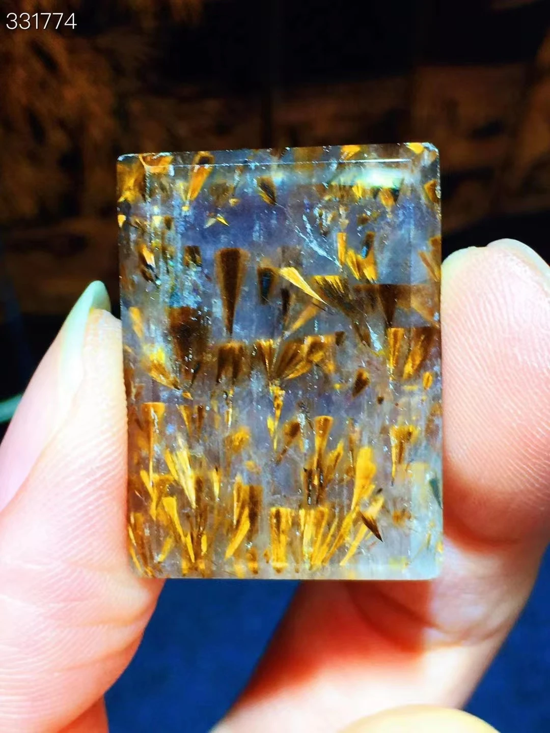 

Natural Cacoxenite Auralite 23 Pendant Gold Rutilated Eye 27.8x20.6x6.2mm 925 Sterling Silver Beads Jewelry AAAAA
