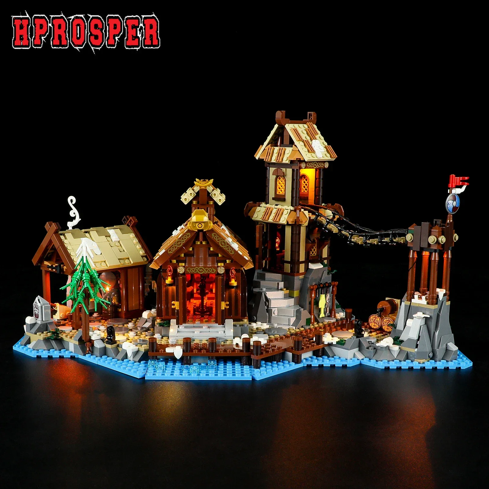 Hprosper 5V Led Light Per 21343 Viking Village Lampada Decorativa Con Scatola Batteria (Non Includere Set Di Blocchi Lego)