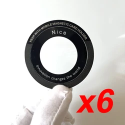 6 - Pack Universal Magnetic Metal Rings for Wireless Charging and Car Mounts (Black)