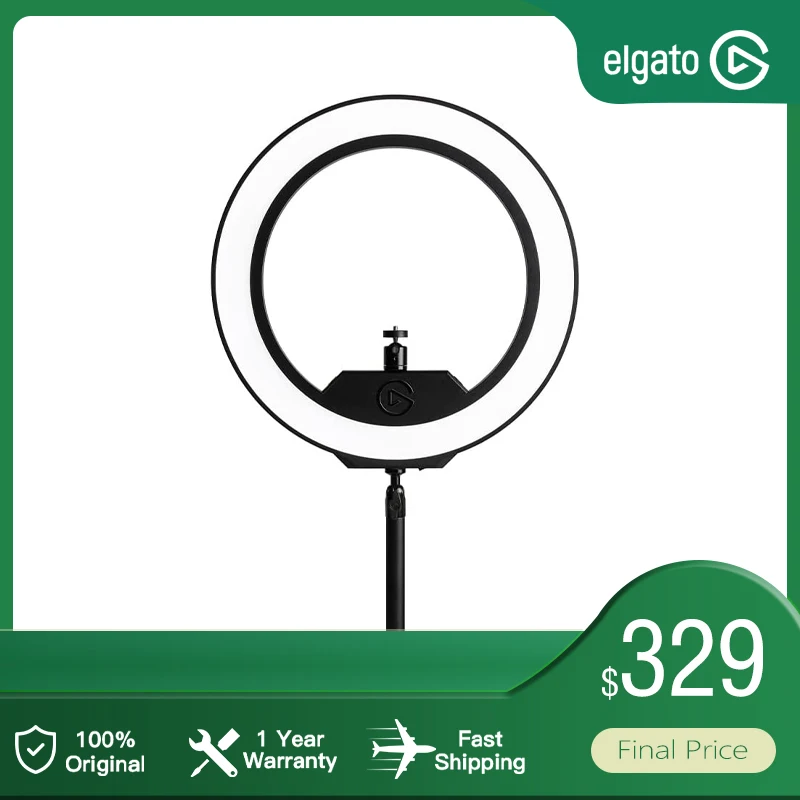 Elgato Ring Light - Premium 2500 lumens Light with desk clamp and ball mount  for Streaming,TikTok,Instagram,adjustable on Mac,PC