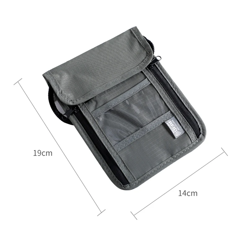 1 Pcs Waterproof RFID Nylon Storage Bag Travel Document Card Passport Bag Neck Wallet Money Document Card Passport Pouch