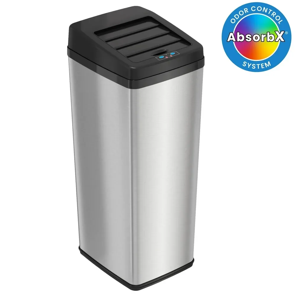 

14 Gal Stainless Steel Rectangular Sensor Kitchen Garbage Can Trash Bin Litter Bins Trash Cans for Bathroom Dump Dustbin Bucket