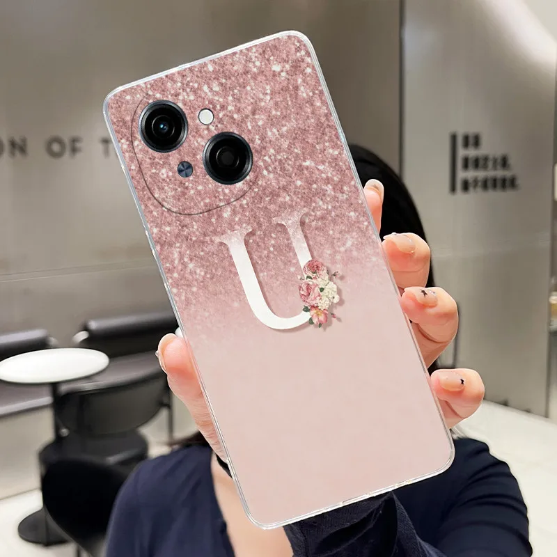 Clear Silicone Soft Luxury Elegant Letters Phone Case - Protective Cover