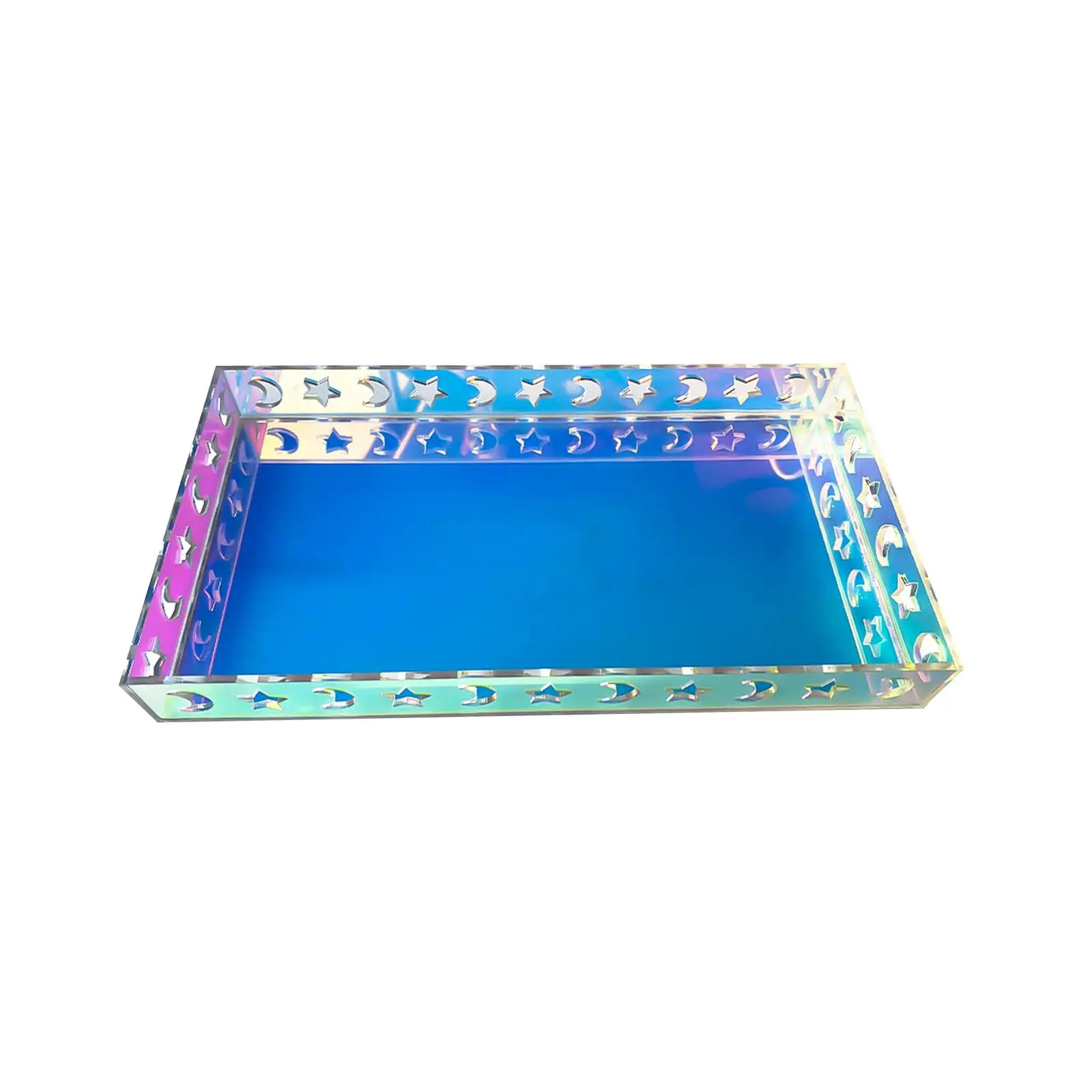 Iridescent Acrylic Bathroom Tray Jewelry Display Holder Dessert Plate Vanity