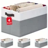 4-piece Set of Large Shelf Storage Baskets, Fabric Closet Organizer and Storage Box with Handles 2
