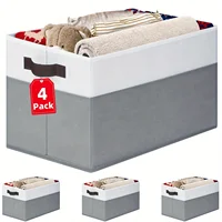 4-piece Set of Large Shelf Storage Baskets, Fabric Closet Organizer and Storage Box with Handles 2