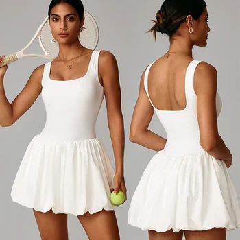 Golf Badminton Casual Fitness Workout Clothing Gym Yoga Suit for Women Tennis Skirt Sports Fitness Collar Anti-light