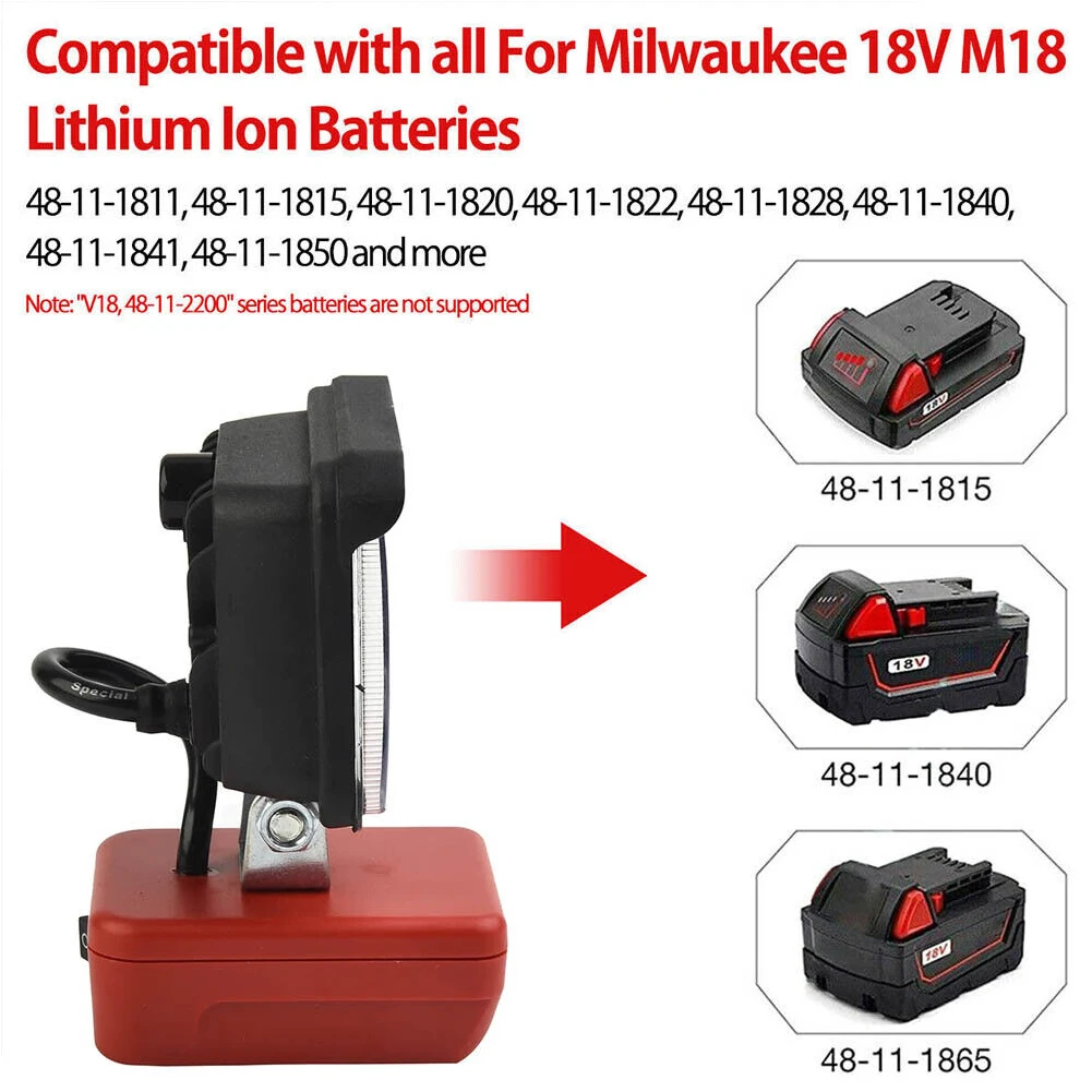 밀워키 리튬 M18 20V 배터리용 LED 작업등, 휴대용 비상 홍수 램프, 캠핑 램프 스포트라이트, 3 인치 손전등