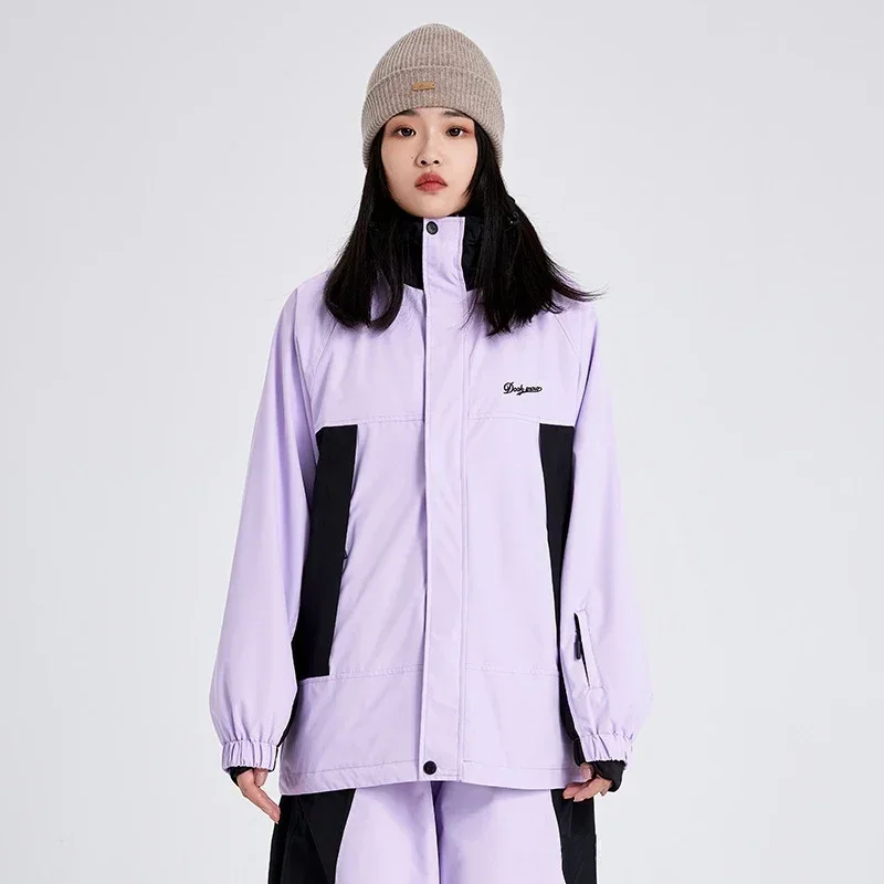 New Winter Warm Outdoor Sport Hooded Ski Jacket Windproof Waterproof Zipper Snowboarding Coats Polyester Woman Outerwear