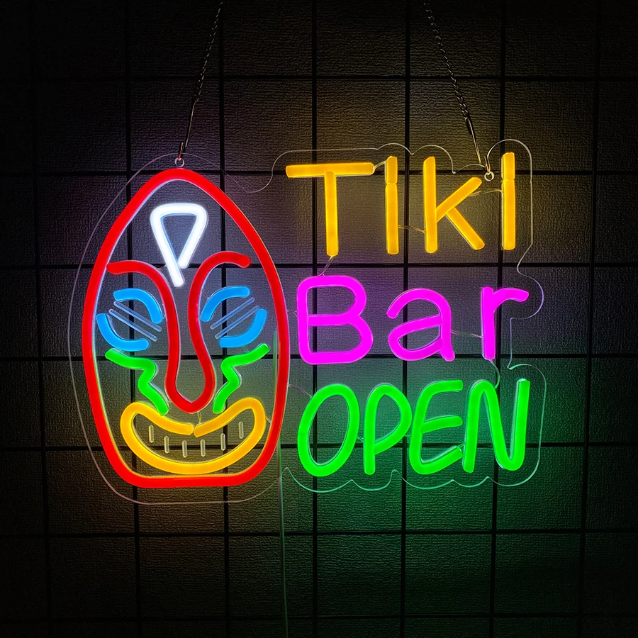 티키 맥주 LED 네온사인, 마스크 아이콘 맥주 바 사업장 장식, 남자들의 은신처, 레스토랑, 파티, 클럽, 아트 벽 램프로 사용됩니다.