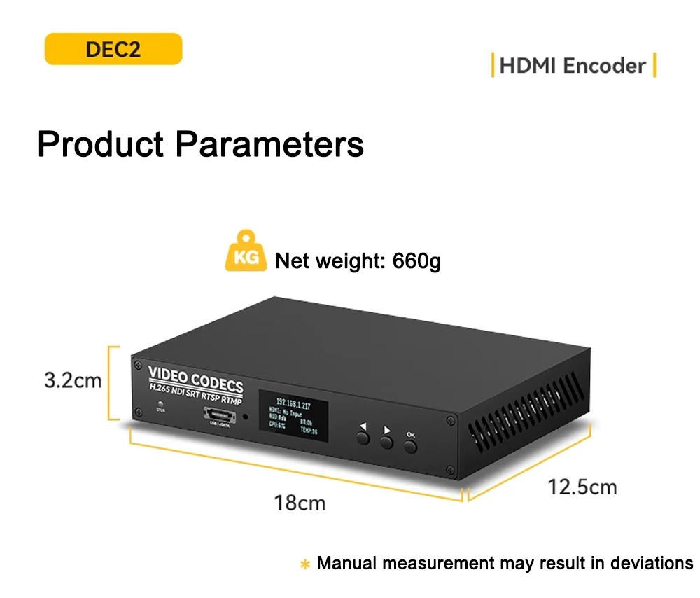 Link Pi DEC2 2-channel HDMI Encoder 4KP60 Decoder SRT NDI RTMP Live Streaming 2G
