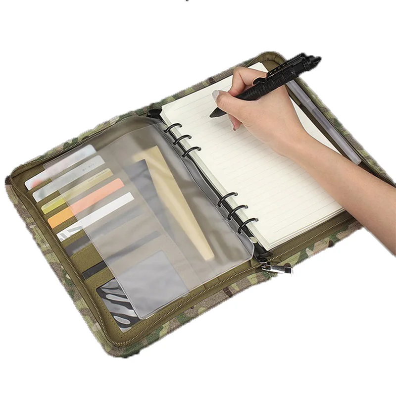 WYNEX Tactische notitieboekje padfolio ringbanden met 80 vellen, leger militair notitieboekje, tactisch portefeuillebindmiddel met rits voor tactische uitrusting en organizer, navulbare A5 6 ringband