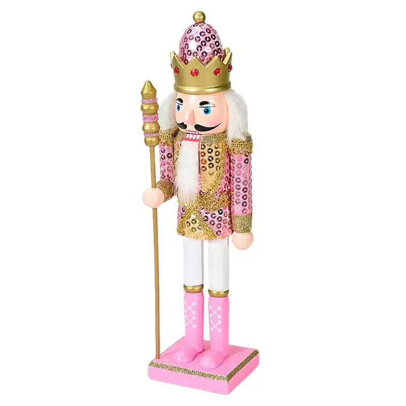 

30cm Wooden Nutcracker Soldier Desktop Standing Nutcracker Figure Ornaments Crafts Model Supplies For Home Christmas Party