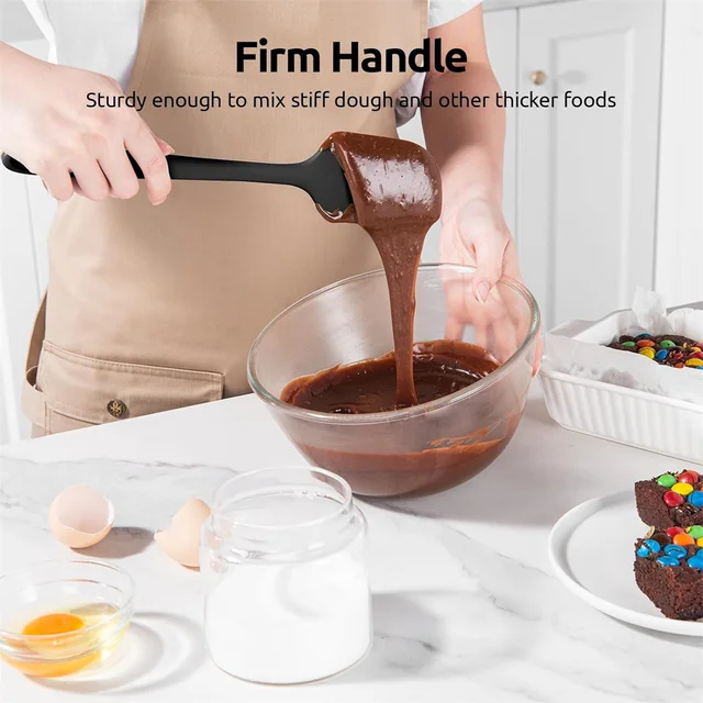 Kitchen Silicone Spatula Set, 600ºF High Heat Flex Silicone Scraper with Nonslip Handle for Cooking Mixing Baking Serving Stirri 5