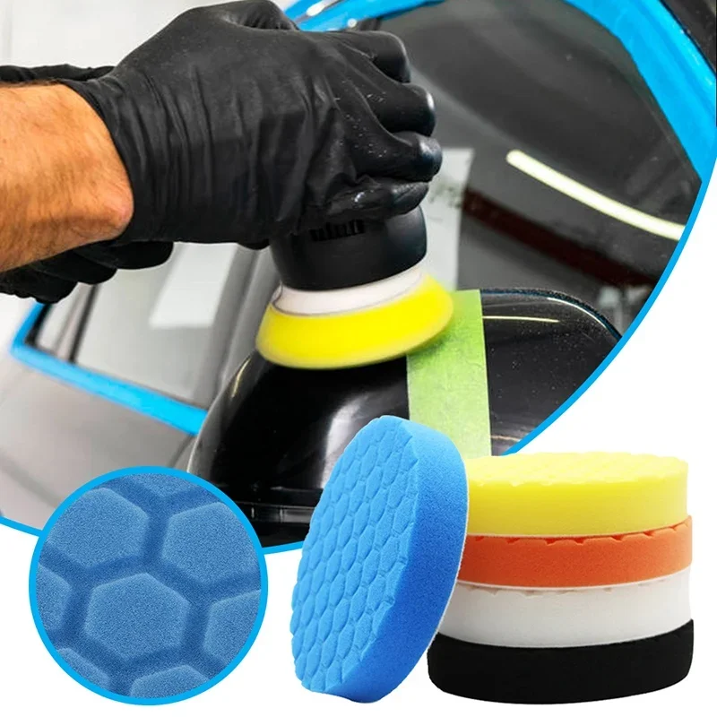 5Pcs 5inch (125mm) Polishing Pad Kit Polisher Waxing Pads Buffing Kit For Car Polisher Sponge White Blue Yellow Black Orange 2