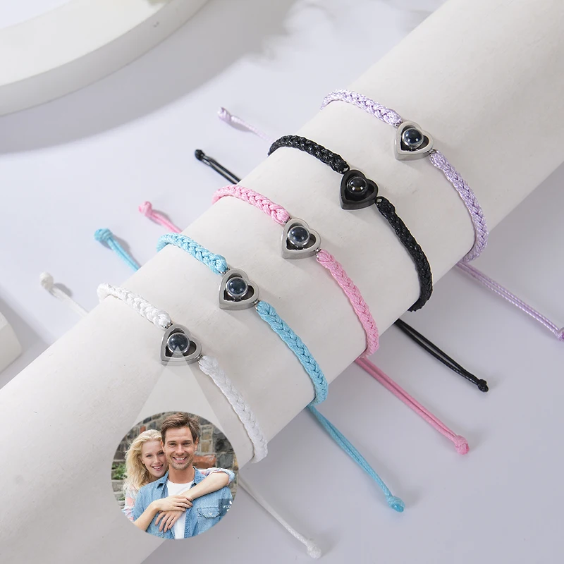 Bracciale con foto personalizzata, proiezione luminosa, acciaio inossi