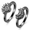 Cremation Jewelry for Ashes Rings Sparkling Sun and Moon Ring Set Memorial Urn Ring for Ashes 2