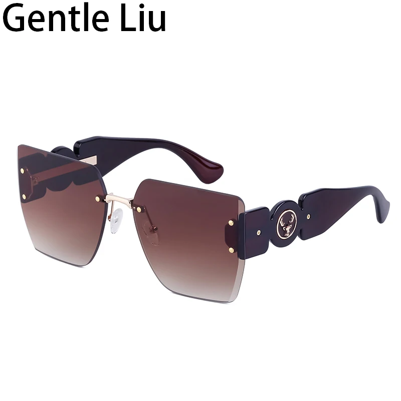 2023 Retro Square Sunglasses Men Brand Designer Fashion Black