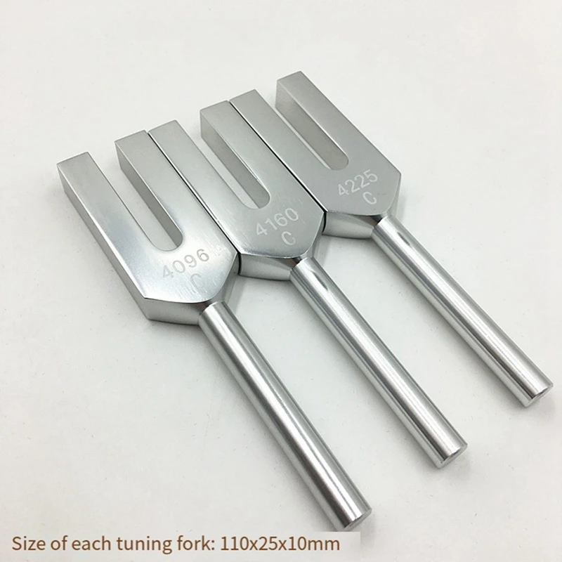 Angel Tuning Fork Set - 4096 Hz, 4160 Hz, 4225 Hz - Therapeutic Instrument Set with Wooden Strike and Storage Bag 3