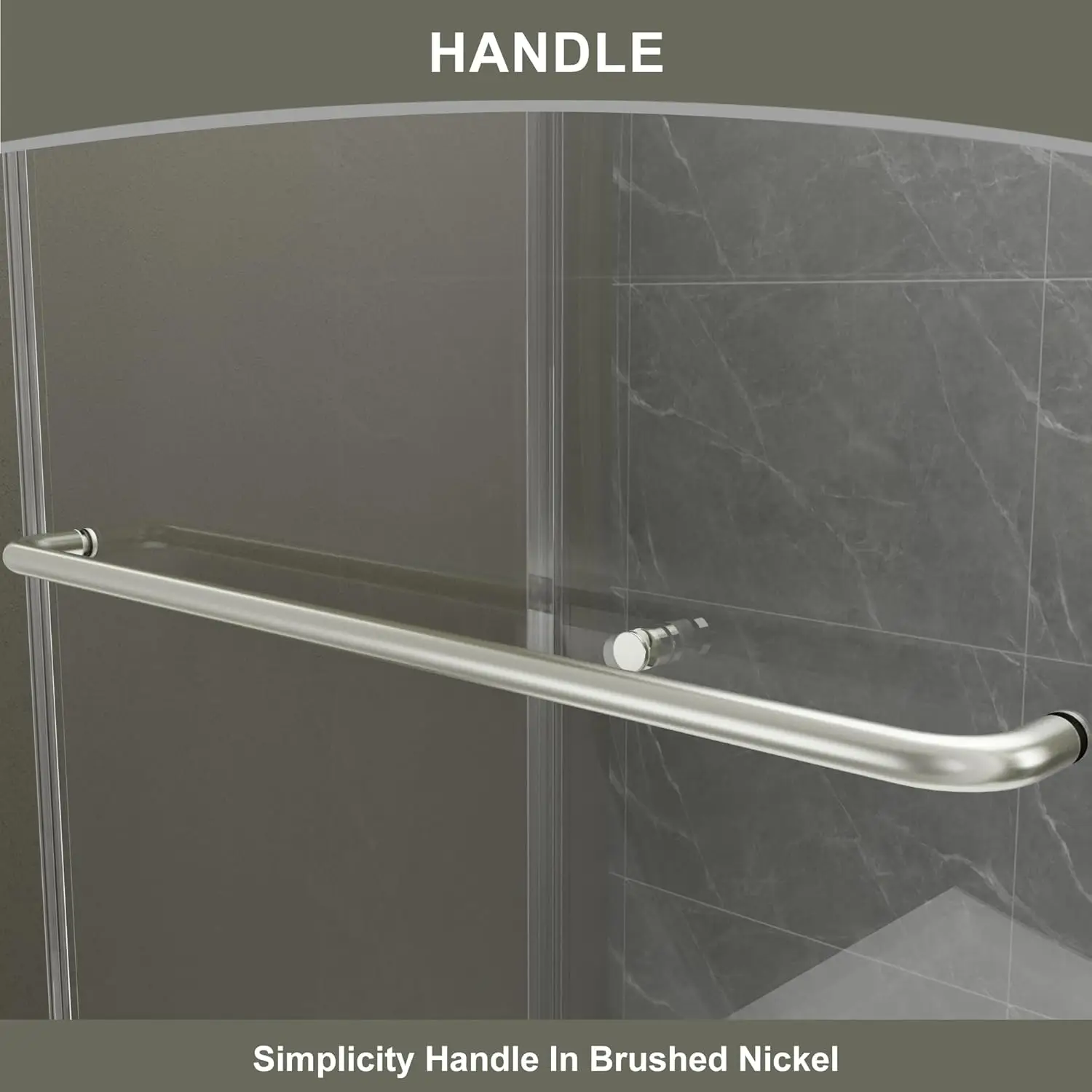 56-60" W x 70" H Semi-Frameless Sliding Shower Door, Glass Shower Door Brushed, Shower Doors can be Installed Left and Right 5