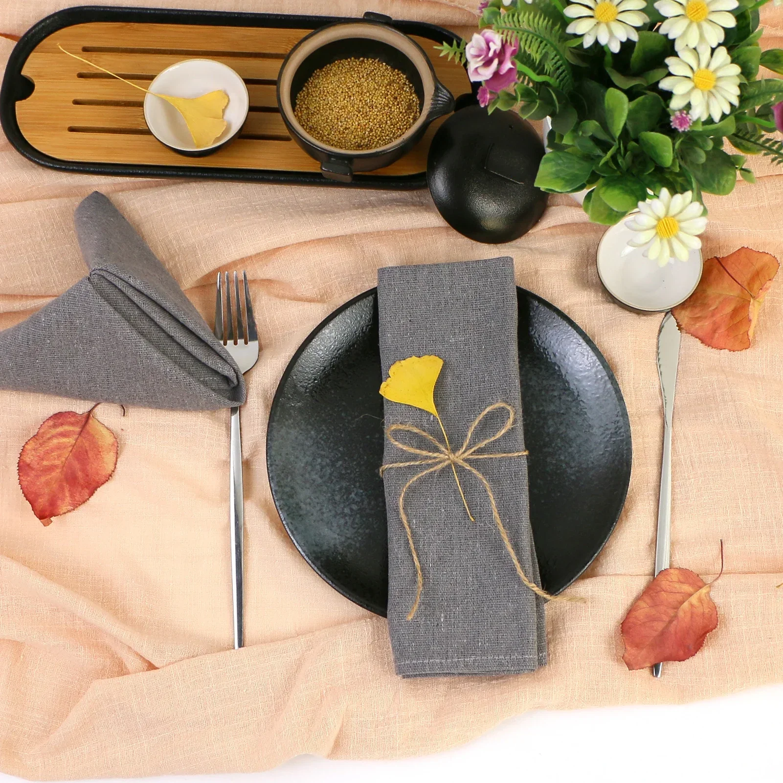 코튼 블렌드 헤비 원단 내구성 린넨 타올, 칵테일 냅킨, 가정 주방 웨딩 장식, 10 팩 세트, 40x40cm