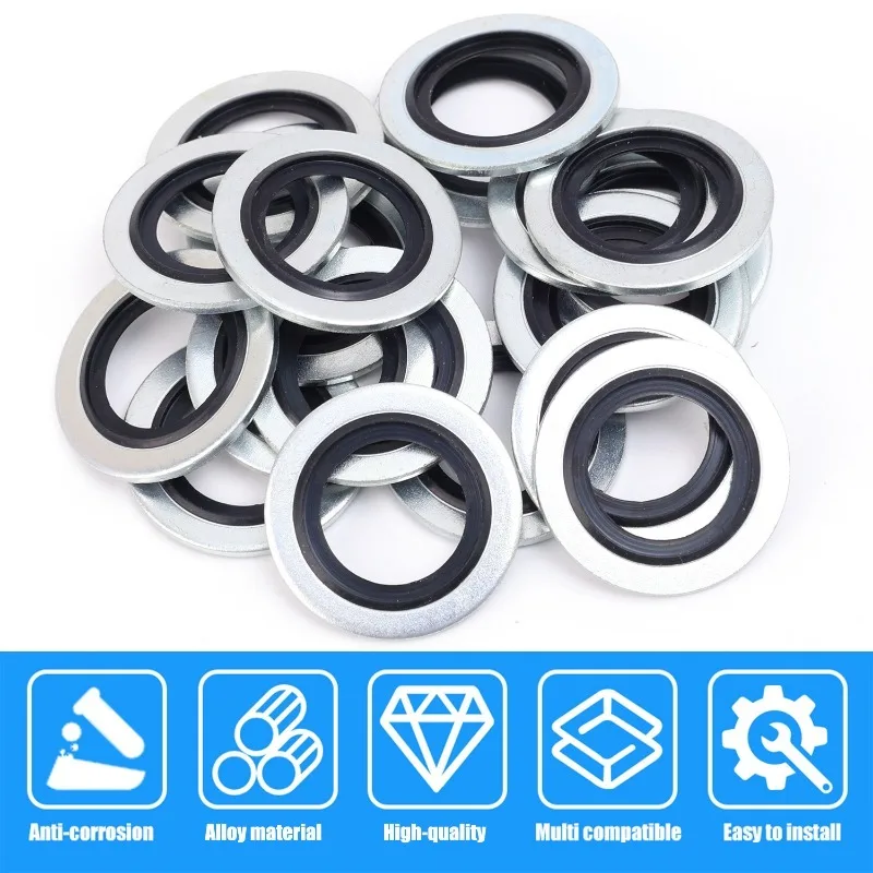 M16 Bonded Seal Washers Zinc Plating Ring Gasket for Renault Clio Duster Espace Fluence Logan Megane Sealing washers