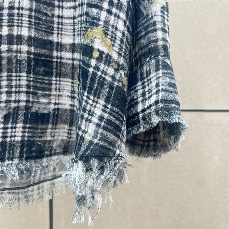 Women's shirt New retro pure cotton collar long sleeved top for autumn 2025 washed tassel Women's blouse y2k loose fit Thin coat - Image 5