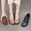 WOIZGIC Women Mother Female Ladies Genuine Leather Shoes Flats Loafers Non Slip On Retro Ballerina National Moccasins Round Toe 3
