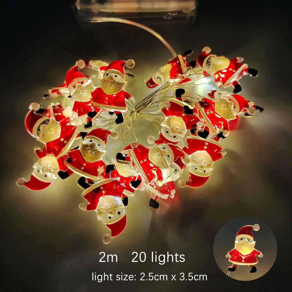 Christmas Lights String Santa Claus Elk Snowflake Lights for Christmas Tree Xmax Ornament 2025 New Year Party Supplies