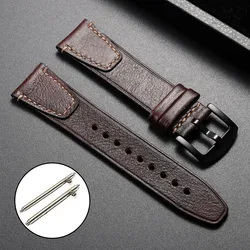 Premium Leather Watchband - Quick Release Strap - Black buckle (Coffee)