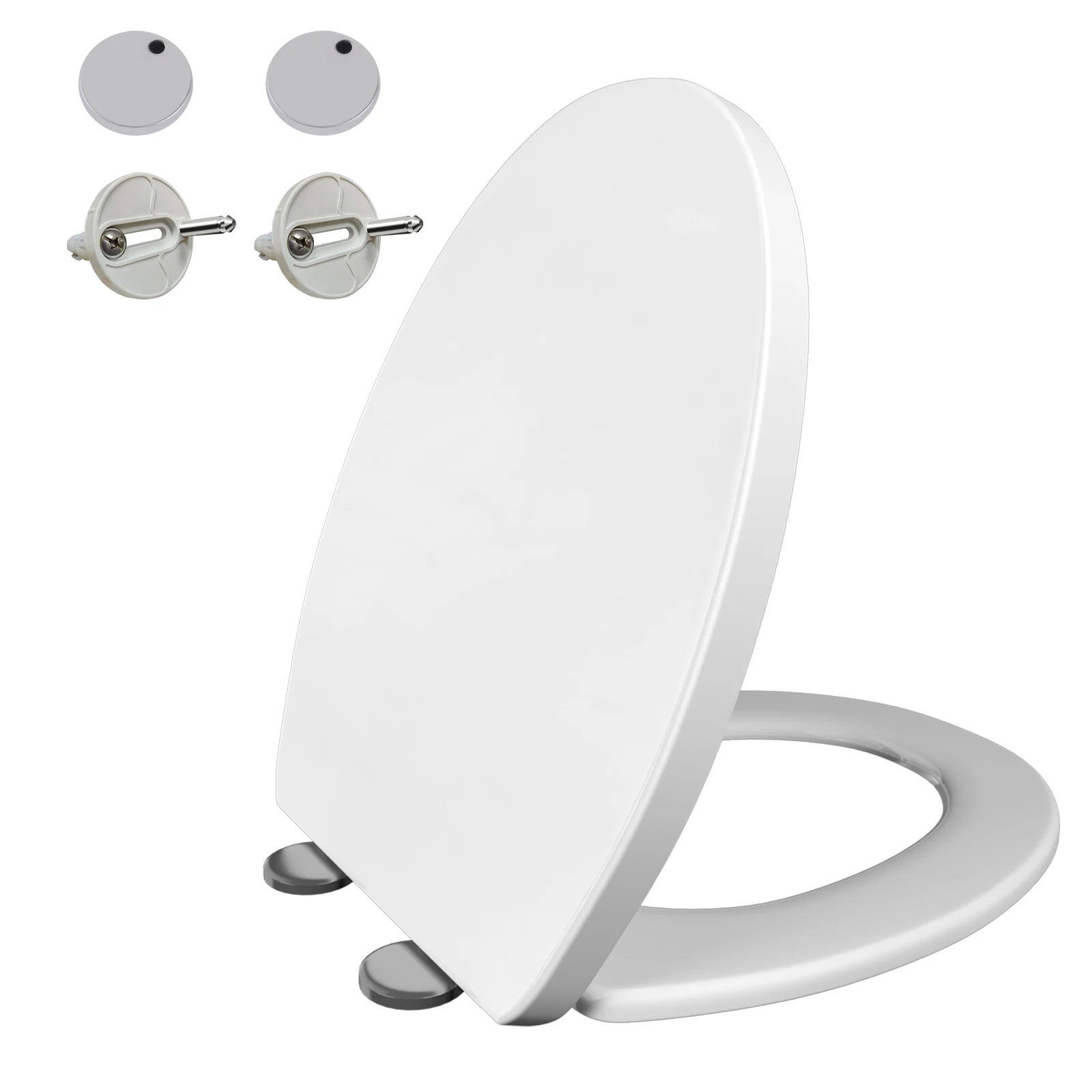 O-förmiger Toilettensitz, langsam schließend, leiser Deckel, praktisch, handlich, verdickt, langlebig, für Erwachsene, Kinder, Sicherheit, Badezimmer-Zubehör – Detail 1