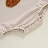 Pudcoco Baby Girl Boy Sweatshirt Romper Halloween Clothes Letter Pumpkin Fuzzy Embroidery Longsleeve Toddler Fall Jumpsuit 0-18M 6