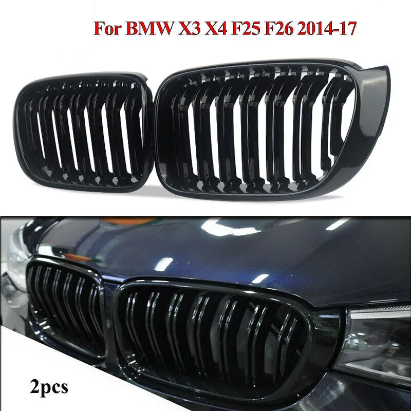 Griglia Anteriore Nera Lucida Per BMW X3 X4 2014-2018 - Stile Sportivo