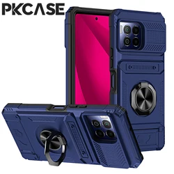 PKCASE Magnetic Stand Card Slot Phone Case with Ultra Fusion Design for G Stylus 5G 2025 (Blue)
