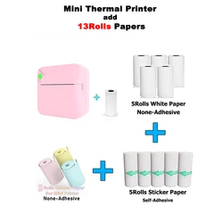 Portable Thermal Printer 57mm Printing Mini Wireless BT 203dpi Photo Label Memo Wrong Question Print USB Cable Imprimante