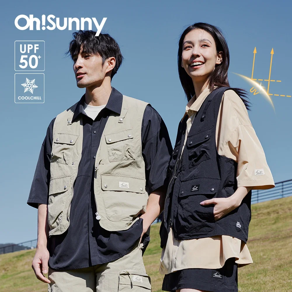 OhSunny Neutral Jacket Coat Spring and Summer Outdoor Couples Vest Breathable Paper Feeling Fabric Tooling Sun Protection UPF50+ straw sun hat breathable foldable flanging brim sun protection hat floppy holiday beach outdoor travel cap for women girls