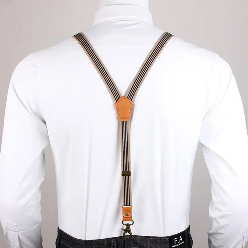 

Straps For Men Solid Color Performance Stripe 3 Hooks Tie Suspenders Suspenders Clips Adjustable Braces Hanging Pants Clip