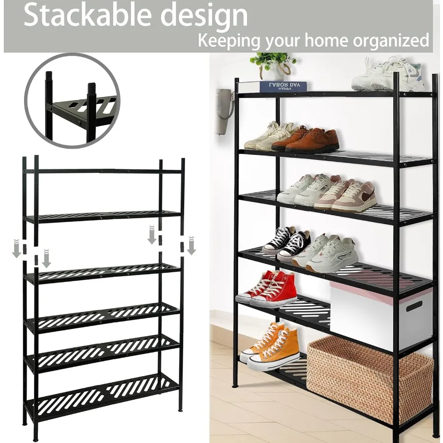 Shoe Rack 4Tier FreeStanding Shoe Shelf Stand Stackable Shoe Storage Organizer for Closet Holds up to 2024 Pairs of Shoes for E