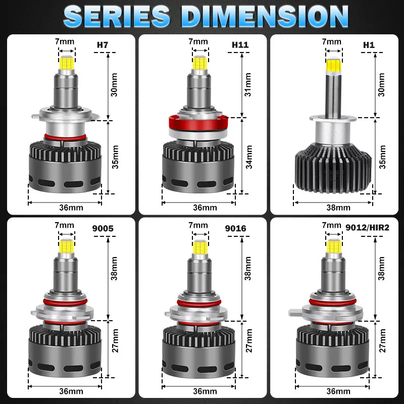 360 렌즈 안개등용 LED 헤드라이트 전구, Canbus H11, 9005, HB3, 9006, HB4, H8, 9012, D2S, D4S, D2R, D4R, 4300K, 6000K, 2 개