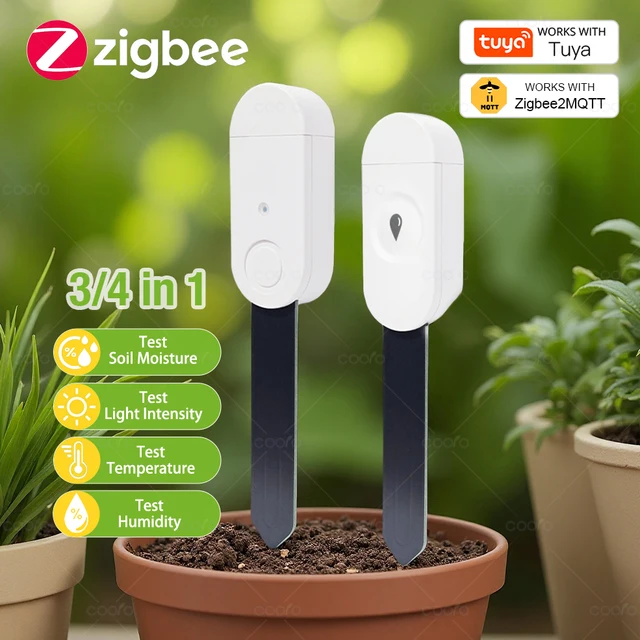 Tuya Smart Zigbee Soil Moisture Sensor Temperature Humidity Soil Tester Moisture Real Time Monitor Support Z2M in Home Assistant