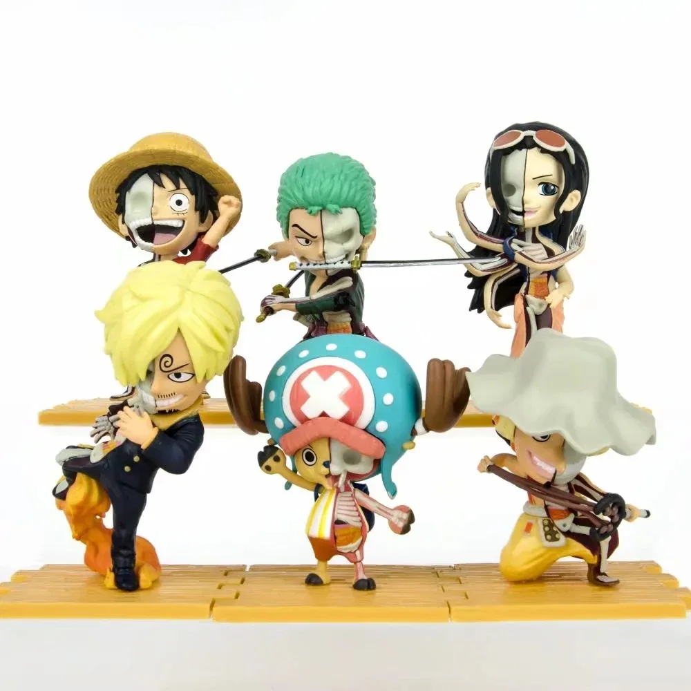 Anime One Piece Rufy Robin Roronoa Zoro Chopper Usopp Sanji Half Face Ver. Action Figure In Pvc Set Collezione Modello Giocattoli Bambola