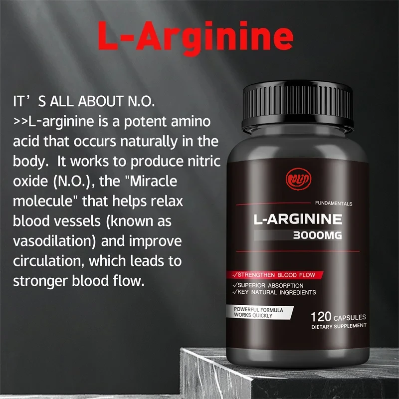 L-Arginine Capsules-Boosts Muscle Mass, Energy, Endurance, Improve Blood Circulation