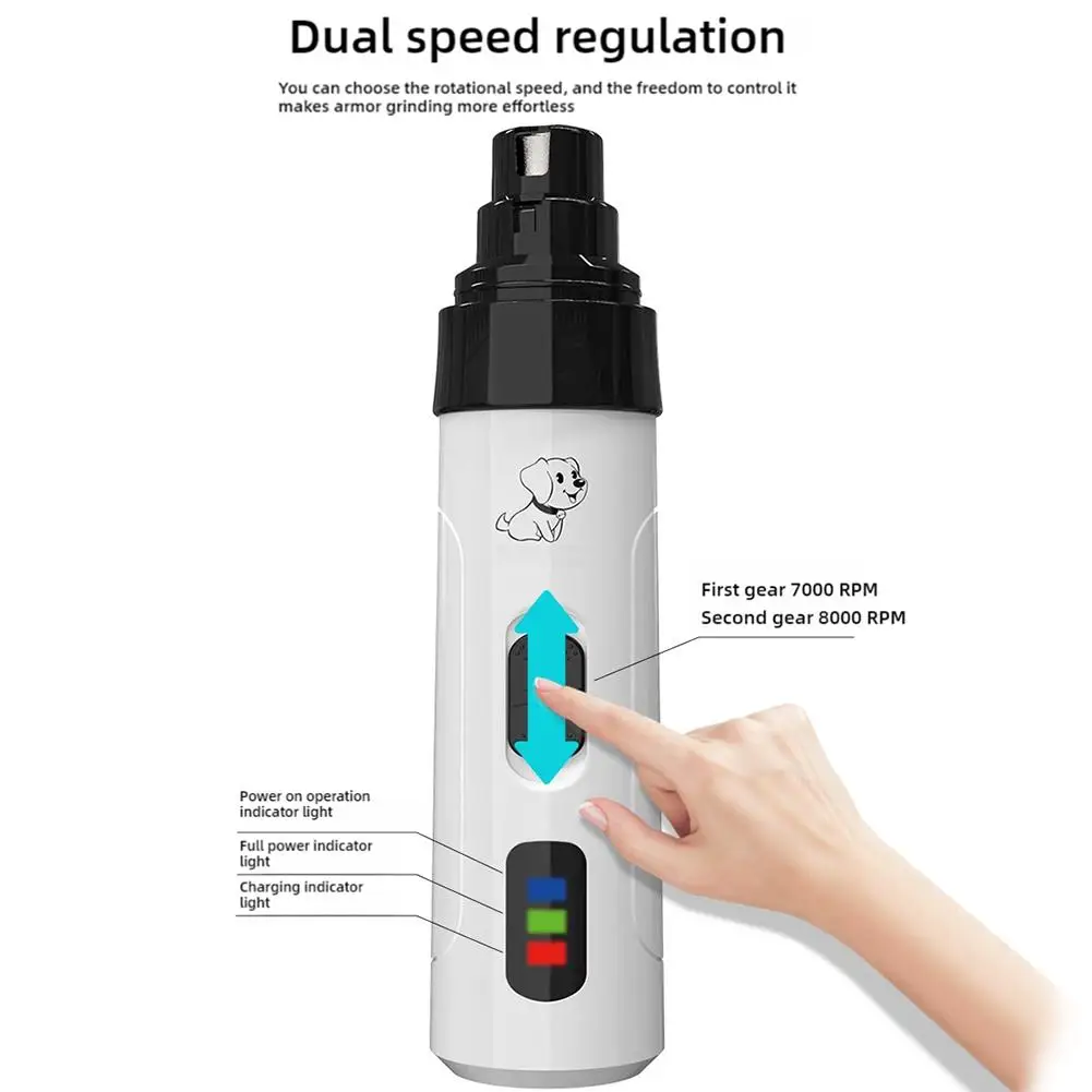 Electric Dog Nail Clippers Rechargeable USB Charging Pet Quiet Cat Paws Nail Grooming For Dog Grinder Trimmer Tool