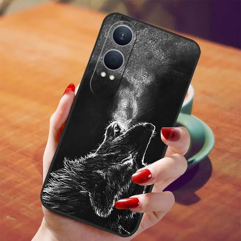 Oneplus Nord CE4 Lite Black TPU Silicone Soft Case with Wolf Design