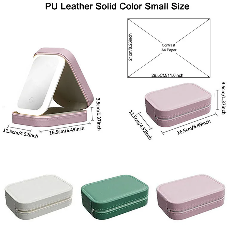 حقيبة مكياج نسائية مزودة بمرآة قابلة لإعادة الشحن...