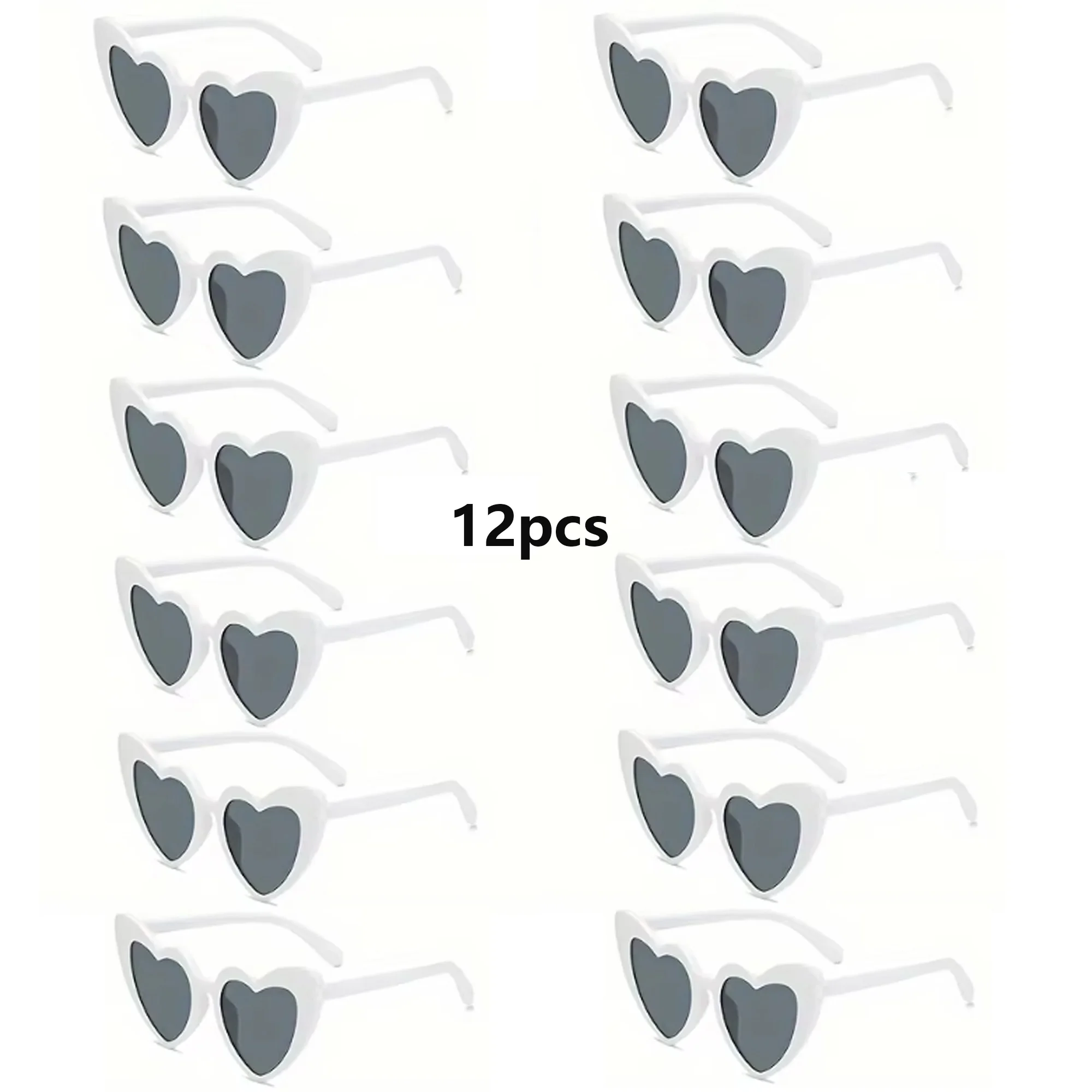 12 Paar herzförmige Sonnenbrillen für Damen, farbige Herzgläser, Halloween-Partygeschenk, Weihnachtsdekoration