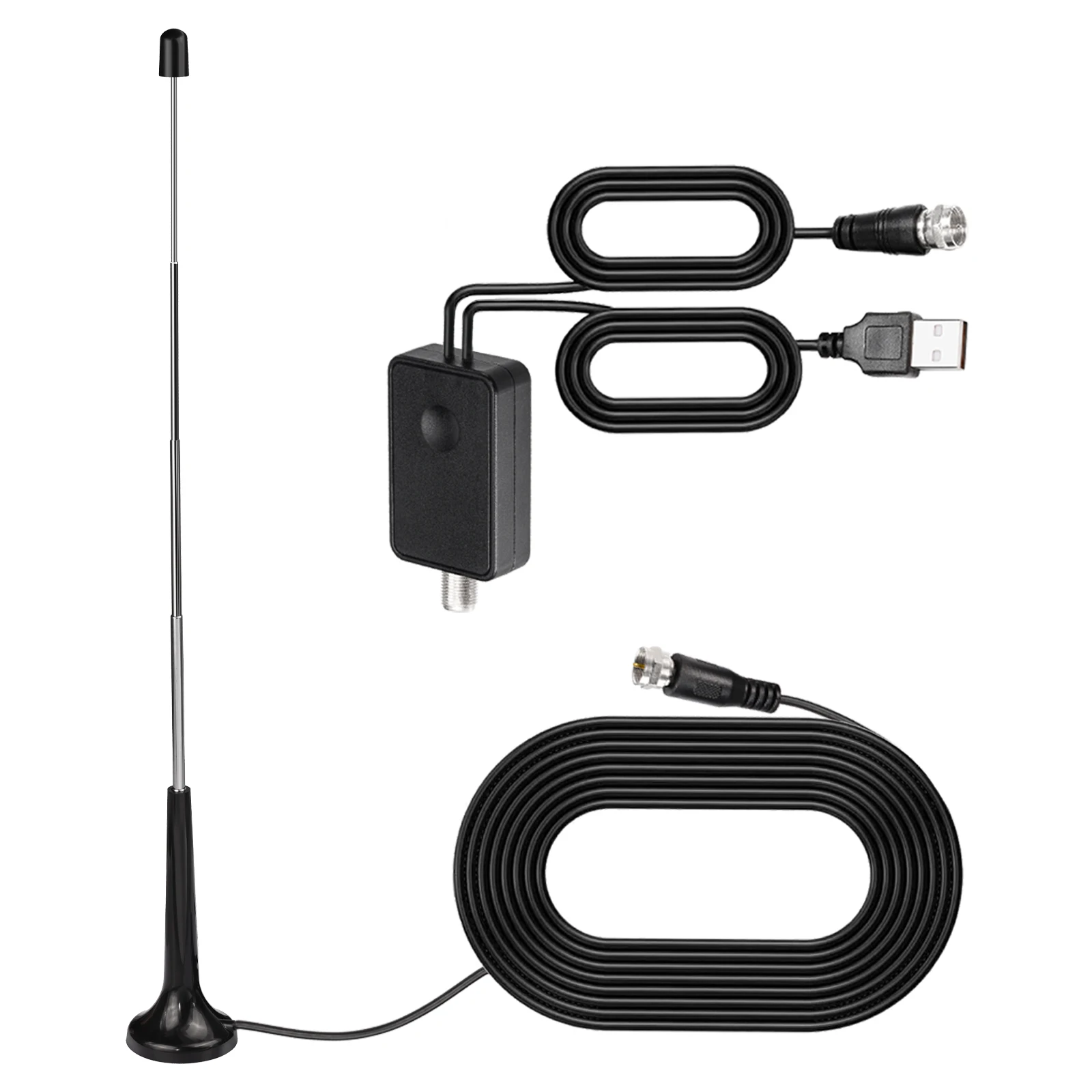 Superbat DAB+ FM Indoor Telescopic Antenna with Magnetic Base 3M Coaxial Cable & Signal Amplifier for Home Stereo AV Receiver