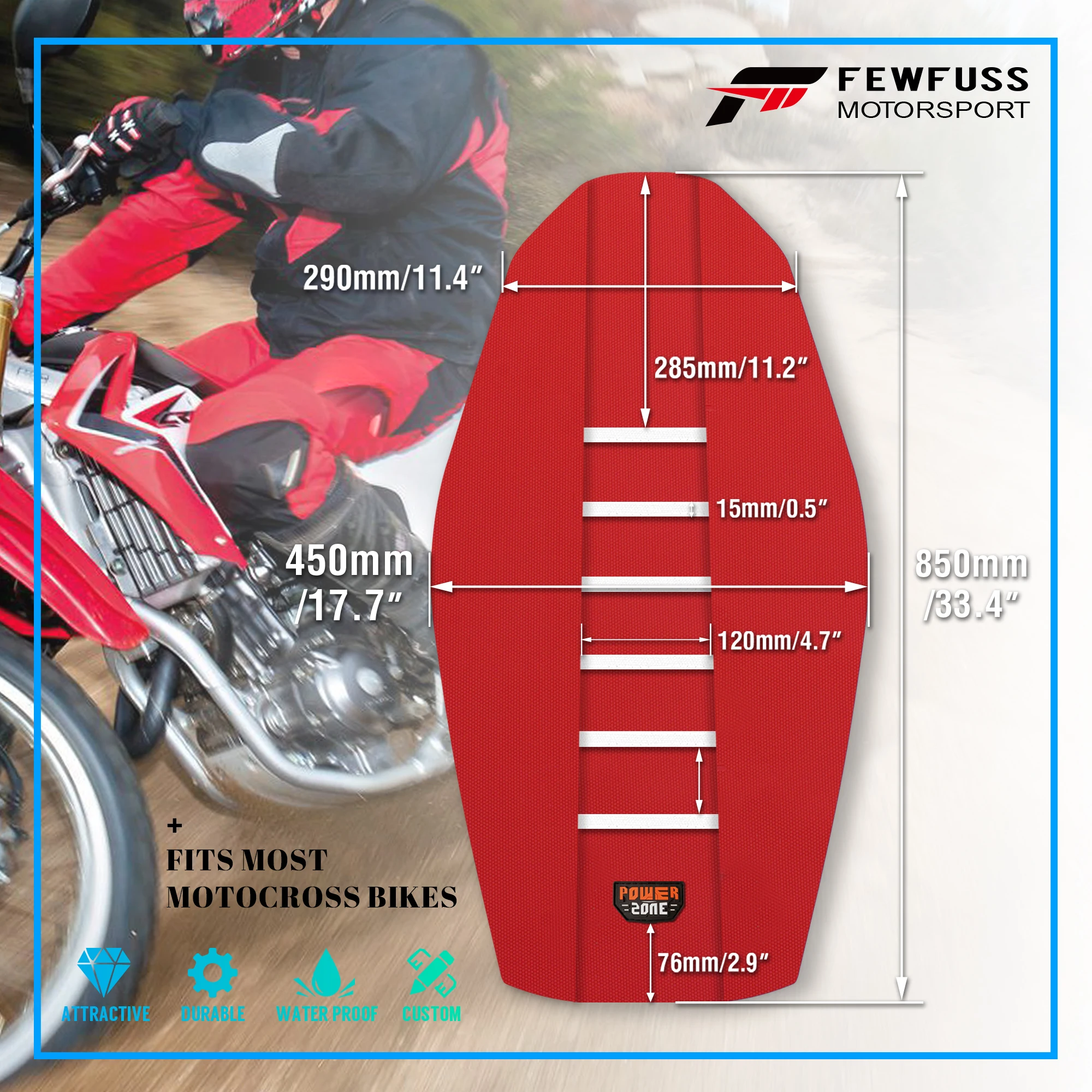 Motorcycle Seat Covers Ribbed Gripper Waterproof Antislip Set For SXF EXC KXF CRF YZF WR TC TE